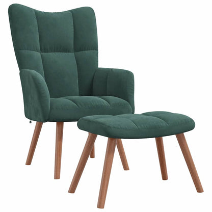 Poltrona Relax con Poggiapiedi Verde Scuro in Velluto - homemem39