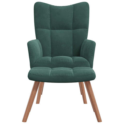 Poltrona Relax con Poggiapiedi Verde Scuro in Velluto - homemem39