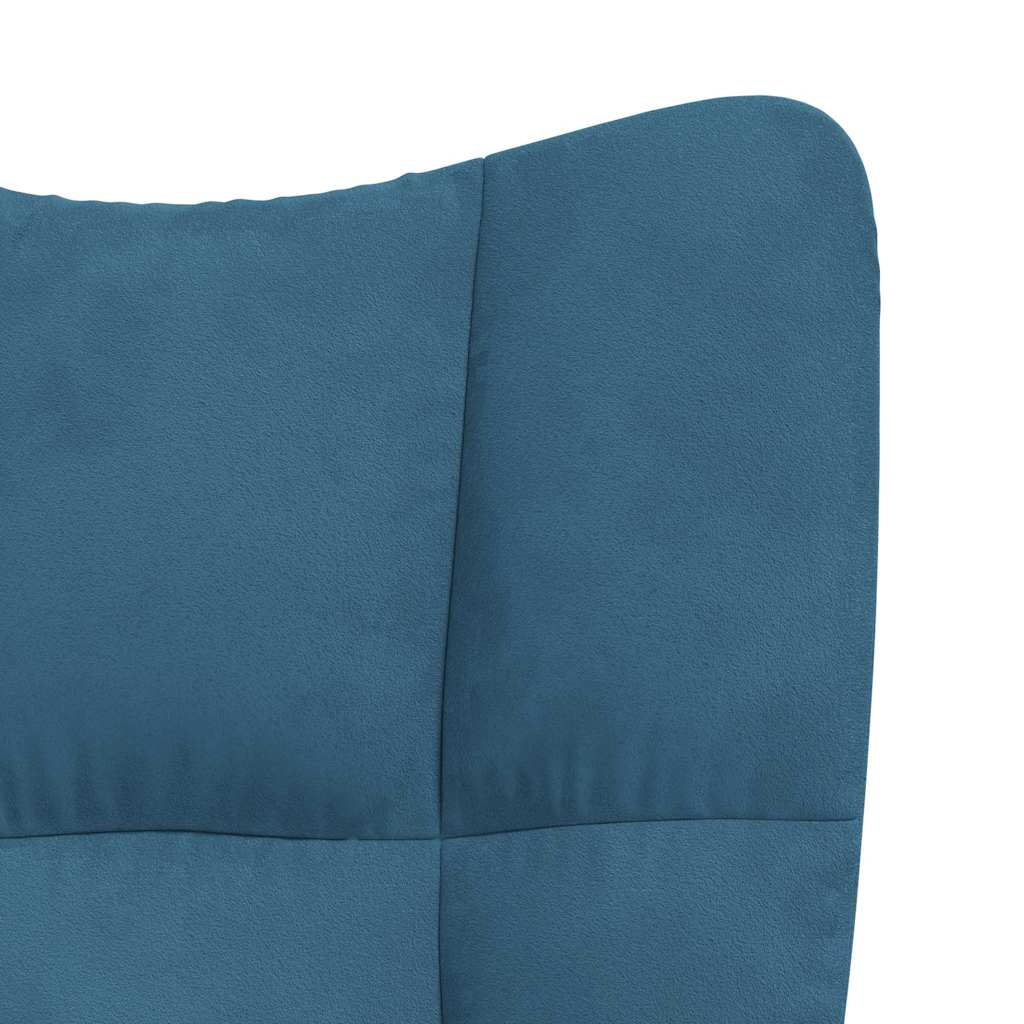 Poltrona Relax con Poggiapiedi Blu in Velluto - homemem39