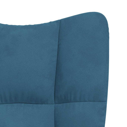 Poltrona Relax con Poggiapiedi Blu in Velluto - homemem39
