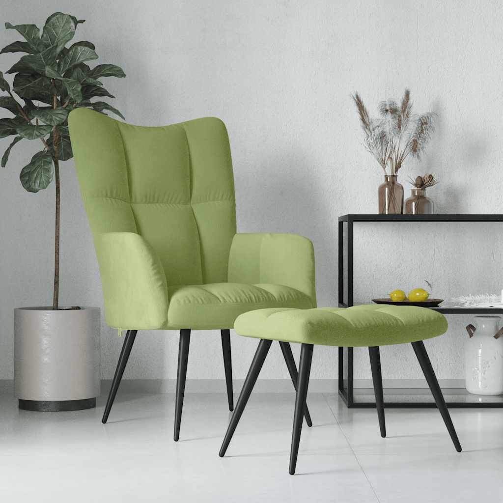 Poltrona Relax con Poggiapiedi Verde Chiaro in Velluto | homemem39