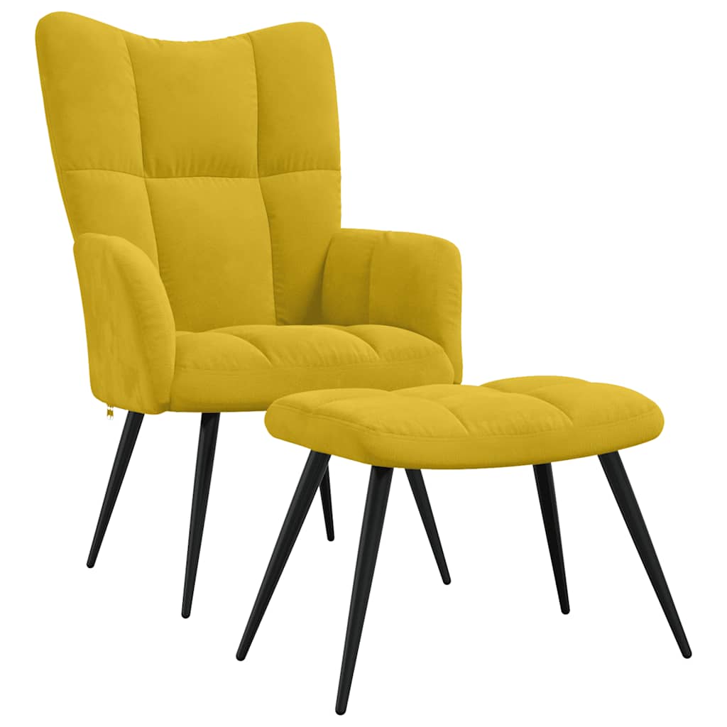 Poltrona Relax con Sgabello in Velluto Giallo Senape | homemem39