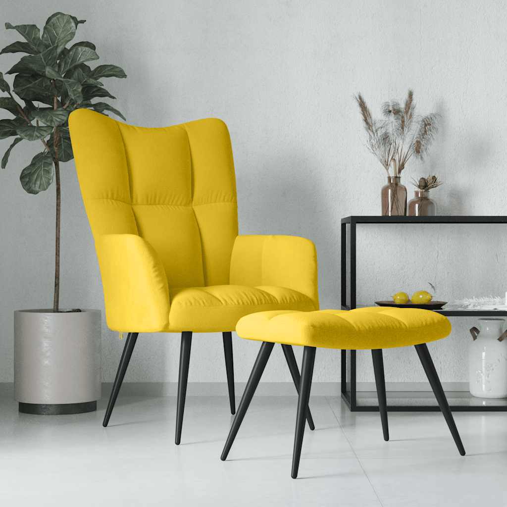 Poltrona Relax con Sgabello in Velluto Giallo Senape | homemem39