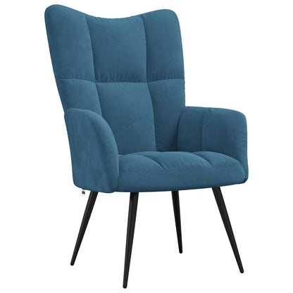 Poltrona Relax con Poggiapiedi Blu in Velluto - homemem39