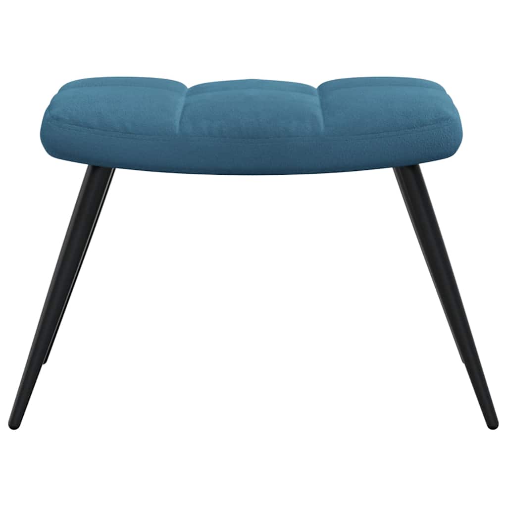 Poltrona Relax con Poggiapiedi Blu in Velluto - homemem39