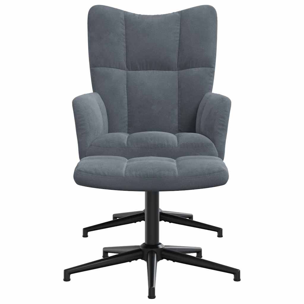 Sedia Relax con Poggiapiedi Grigio Scuro in Velluto - homemem39