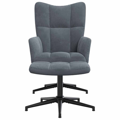 Sedia Relax con Poggiapiedi Grigio Scuro in Velluto - homemem39