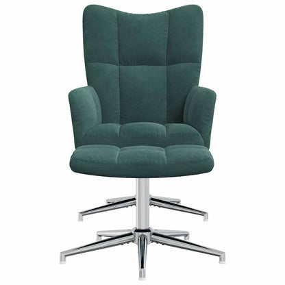 Poltrona Relax con Poggiapiedi Verde Scuro in Velluto - homemem39