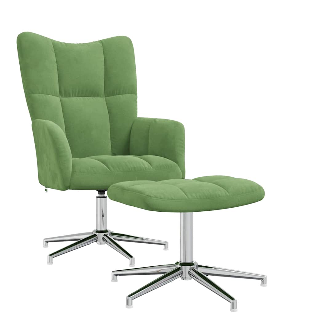 Poltrona Relax con Poggiapiedi Verde Chiaro in Velluto | homemem39