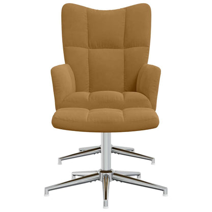 Poltrona Relax con Poggiapiedi Marrone in Velluto