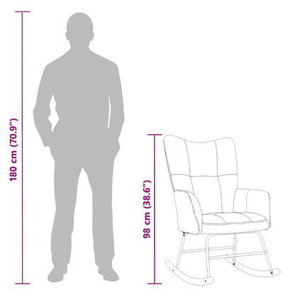 Sedia a Dondolo Grigio Chiaro in Velluto