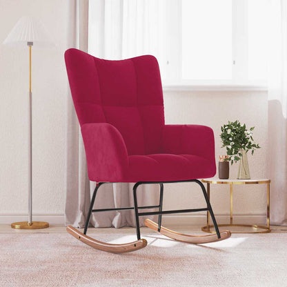 Sedia a Dondolo Rosso Vino in Velluto