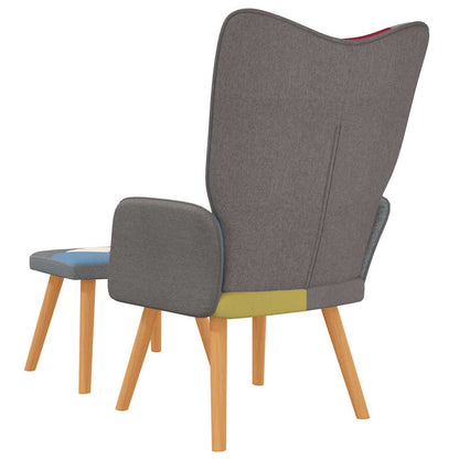 Poltrona Relax con Poggiapiedi in Tessuto Patchwork - homemem39