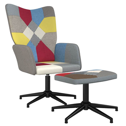 Sedia Relax con Sgabello in Tessuto Patchwork - homemem39