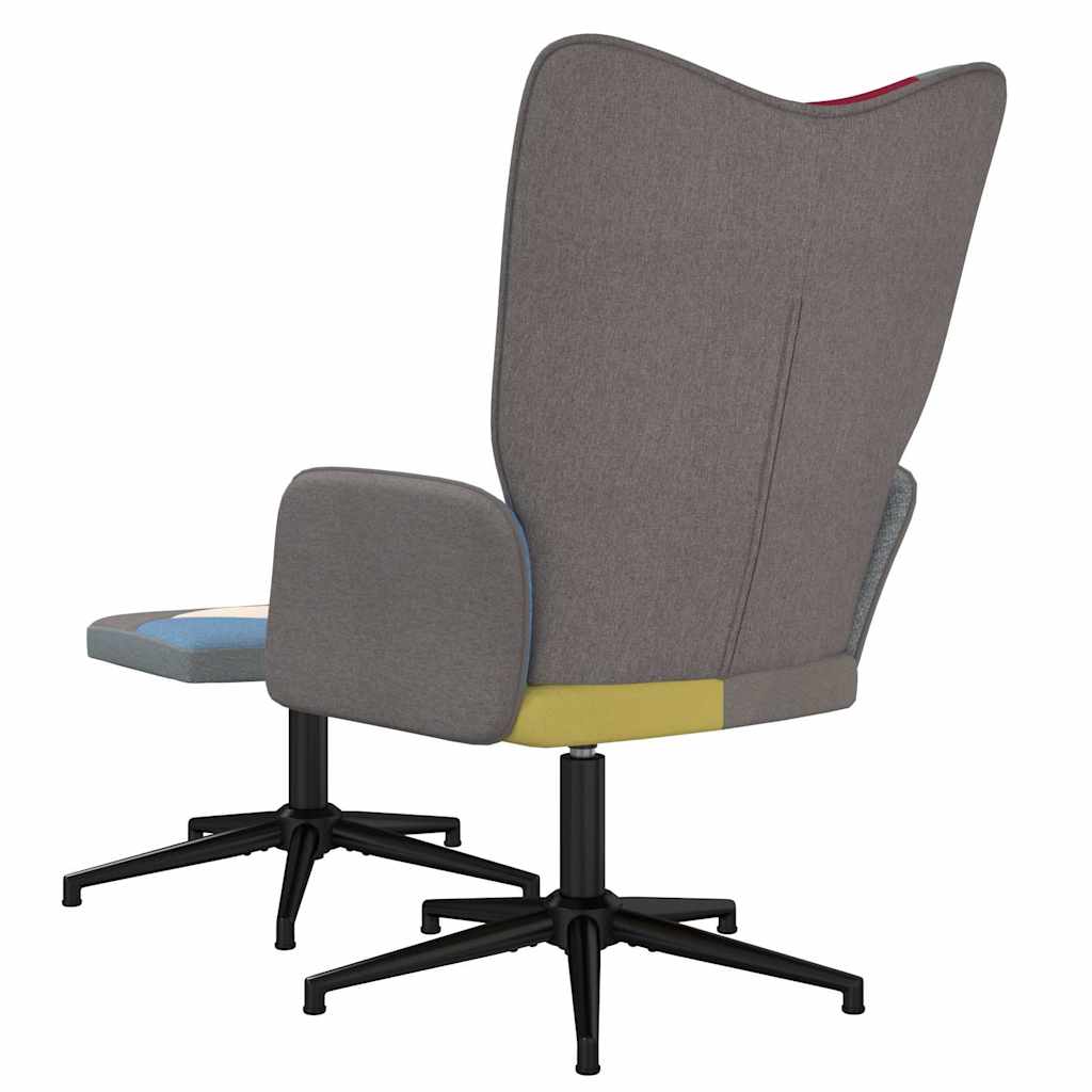 Sedia Relax con Sgabello in Tessuto Patchwork - homemem39