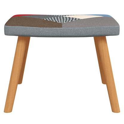 Sedia a Dondolo con Poggiapiedi in Tessuto Patchwork