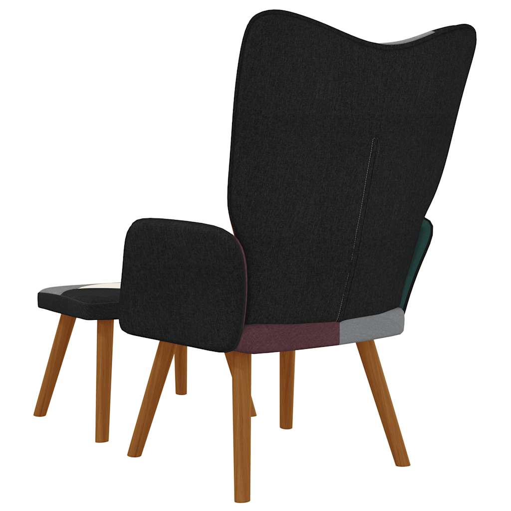 Poltrona Relax con Poggiapiedi in Tessuto Patchwork - homemem39