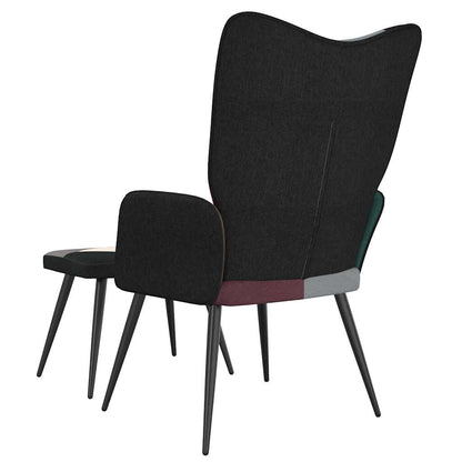 Sedia Relax con Sgabello in Tessuto Patchwork