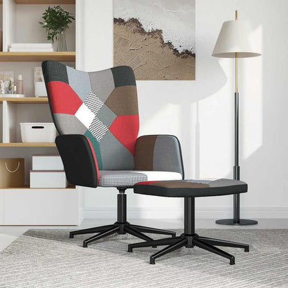 Sedia Relax con Sgabello in Tessuto Patchwork - homemem39