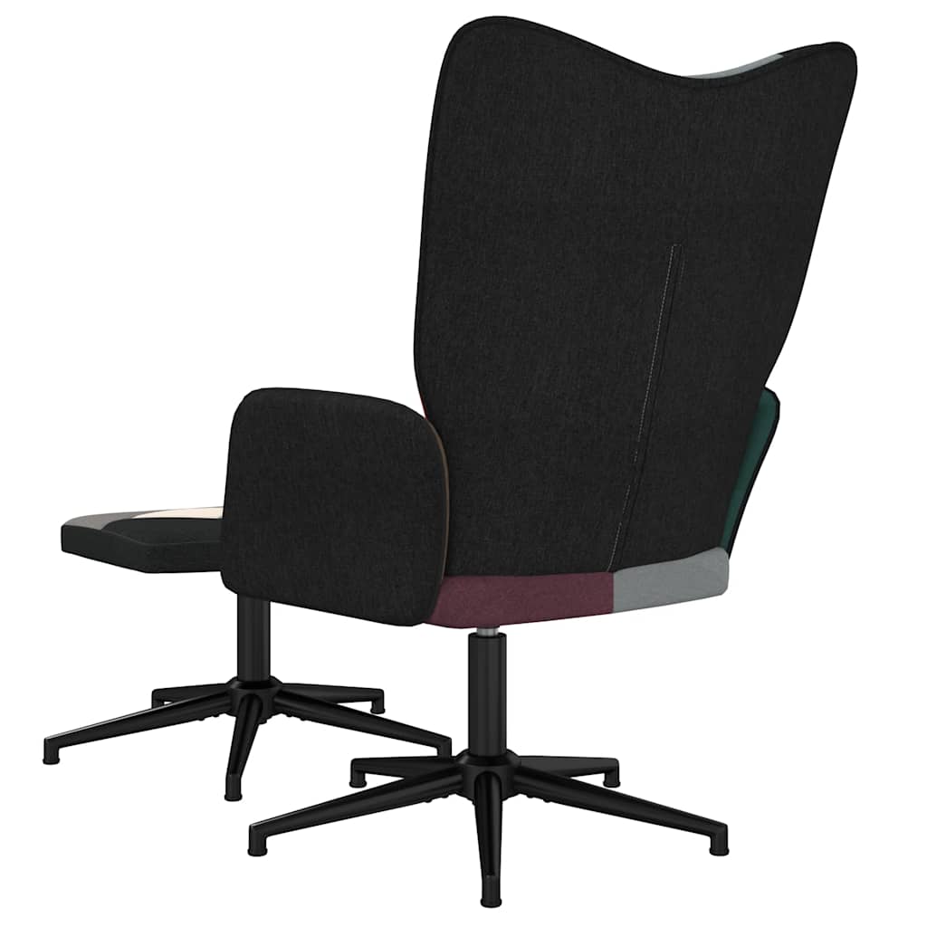 Sedia Relax con Sgabello in Tessuto Patchwork - homemem39