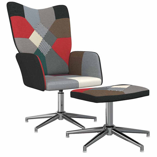 Sedia Relax con Sgabello in Tessuto Patchwork