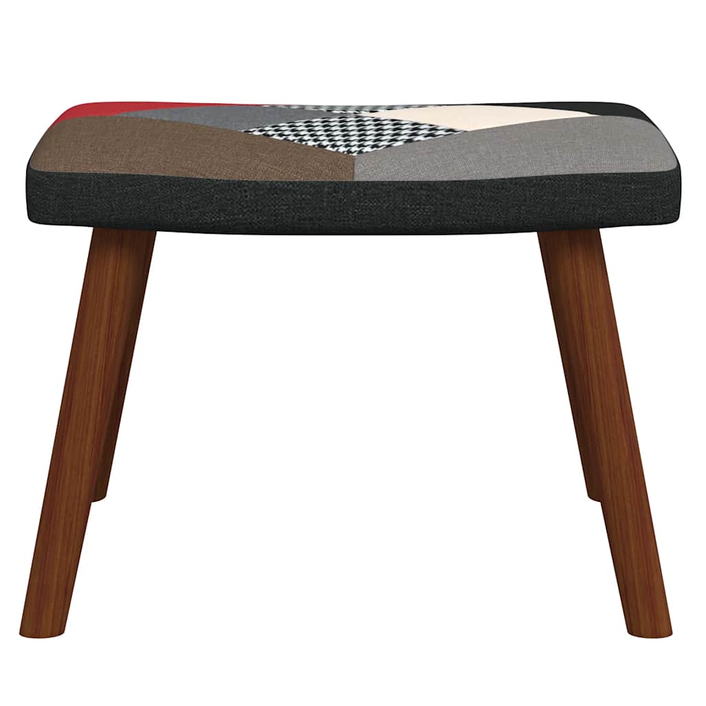 Sedia a Dondolo con Poggiapiedi in Tessuto Patchwork