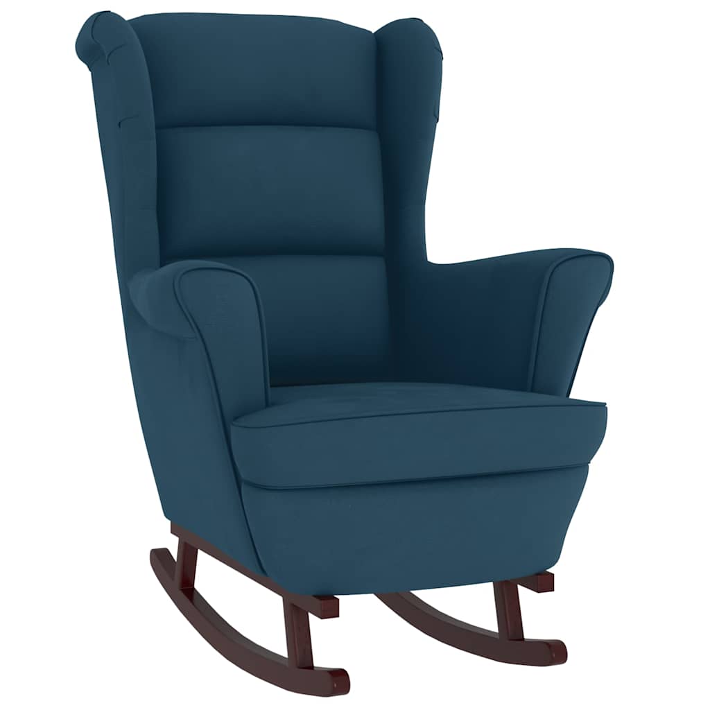 Sedia a dondolo con schienale alto in velluto blu | homemem39