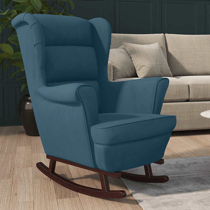 Sedia a dondolo con schienale alto in velluto blu | homemem39