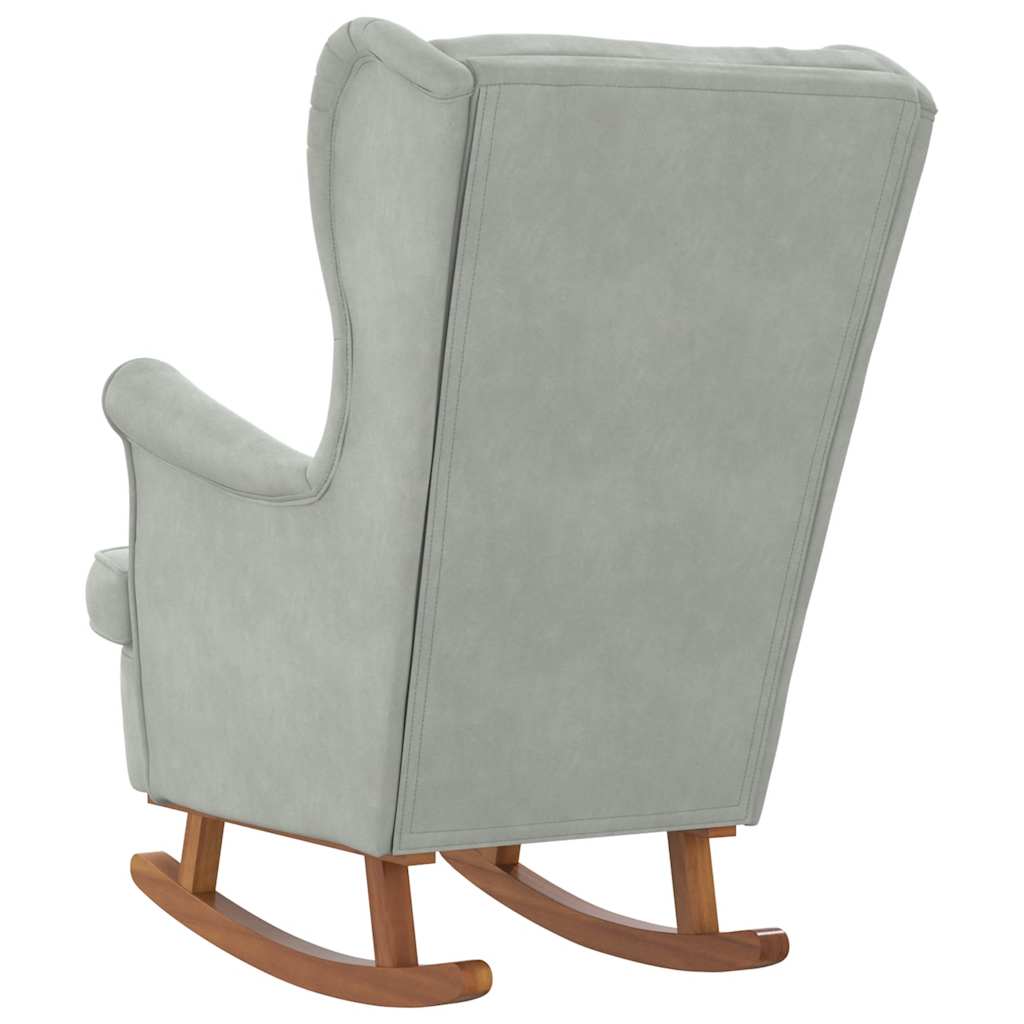 Sedia a dondolo con schienale alto in velluto grigio chiaro | homemem39