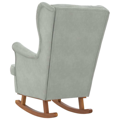 Sedia a dondolo con schienale alto in velluto grigio chiaro | homemem39