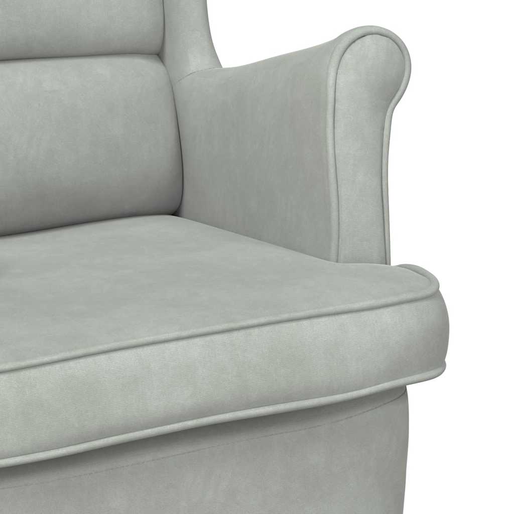 Sedia a dondolo con schienale alto in velluto grigio chiaro | homemem39
