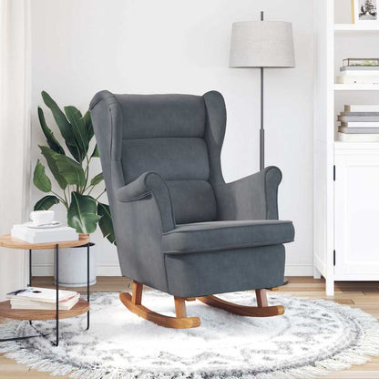 Sedia a dondolo con schienale alto in velluto grigio scuro | homemem39