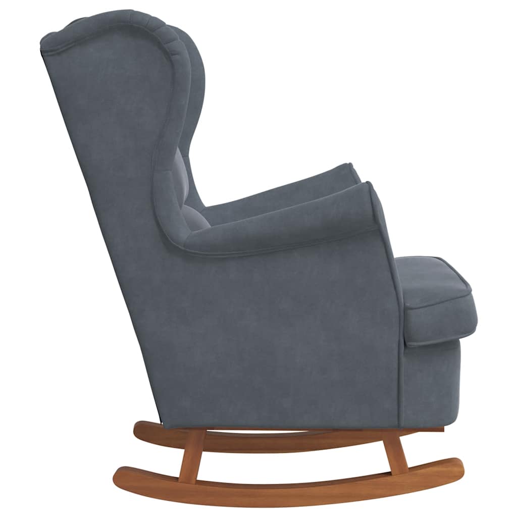 Sedia a dondolo con schienale alto in velluto grigio scuro | homemem39