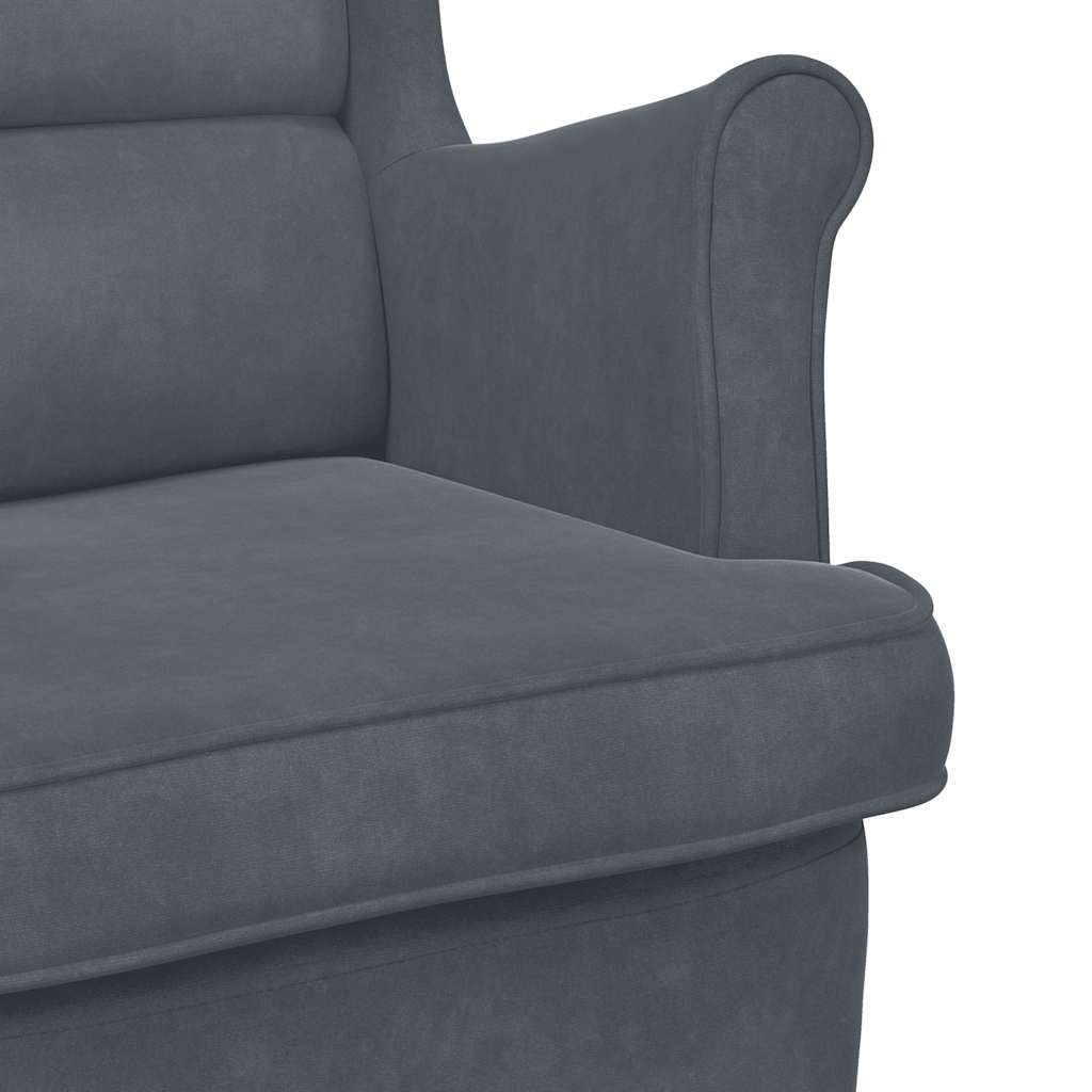 Sedia a dondolo con schienale alto in velluto grigio scuro | homemem39