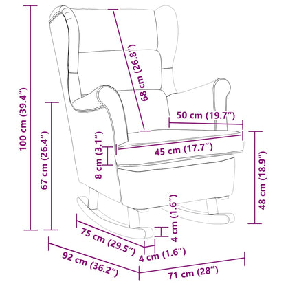 Sedia a dondolo con schienale alto in velluto grigio scuro