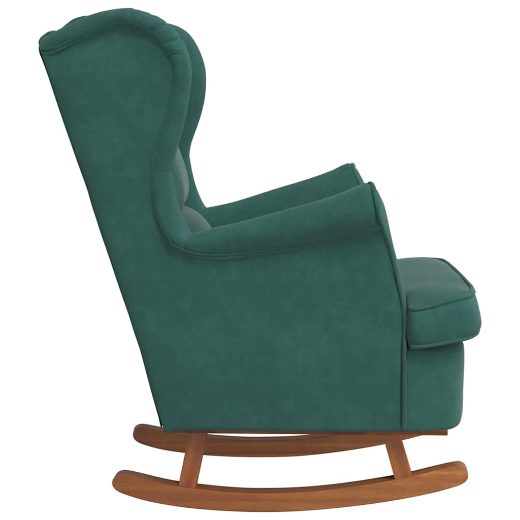 Sedia a dondolo con schienale alto in velluto verde scuro | homemem39