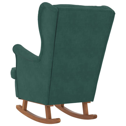 Sedia a dondolo con schienale alto in velluto verde scuro | homemem39