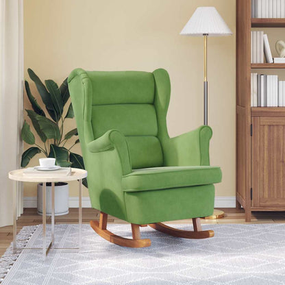 Sedia a dondolo con schienale alto in velluto verde chiaro | homemem39