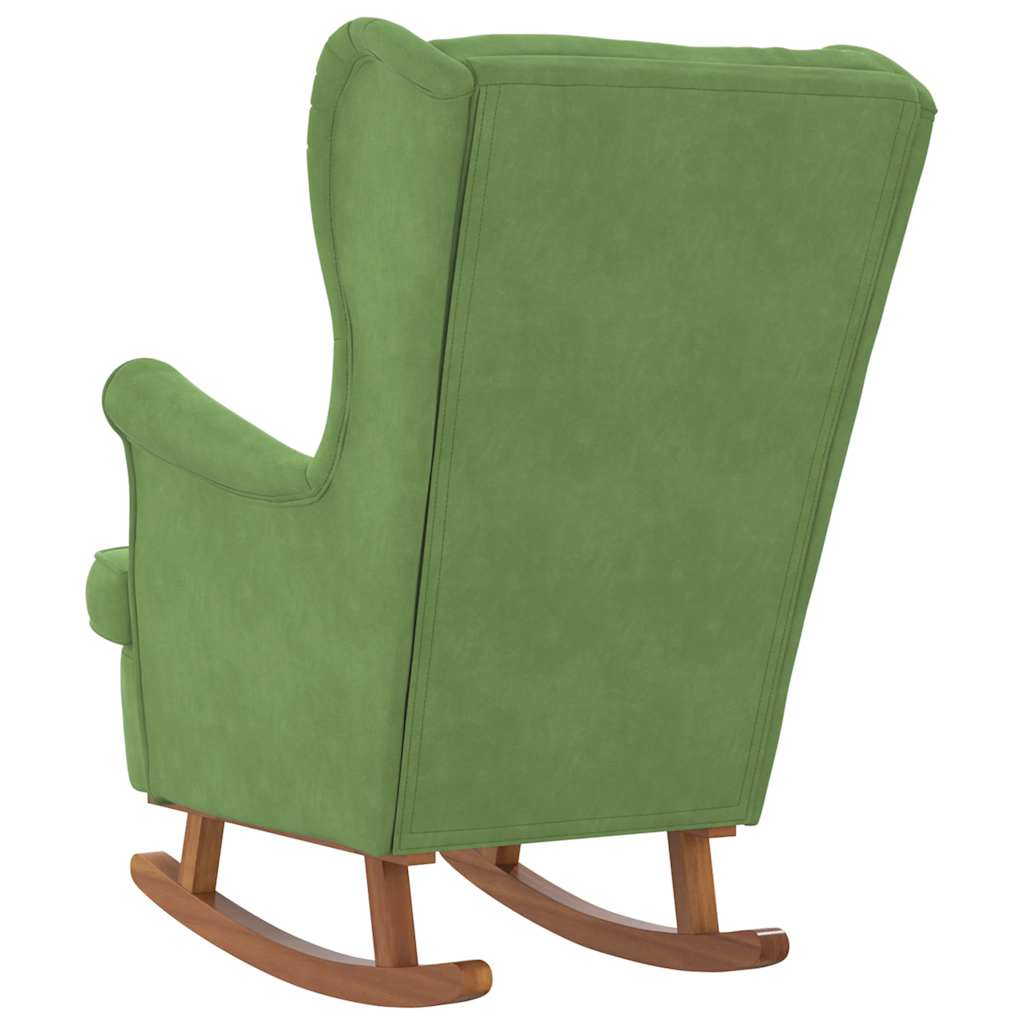 Sedia a dondolo con schienale alto in velluto verde chiaro | homemem39