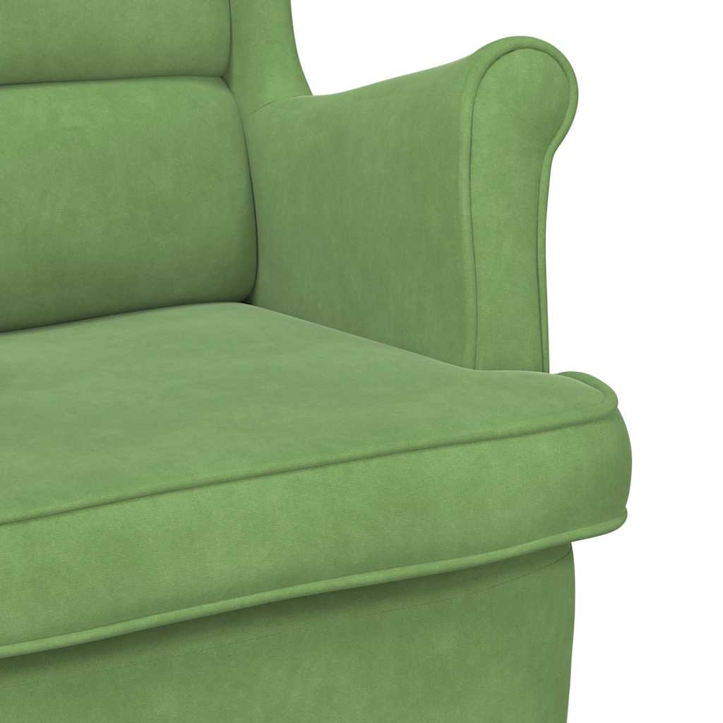 Sedia a dondolo con schienale alto in velluto verde chiaro | homemem39