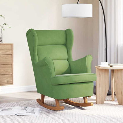 Sedia a dondolo con schienale alto in velluto verde chiaro | homemem39
