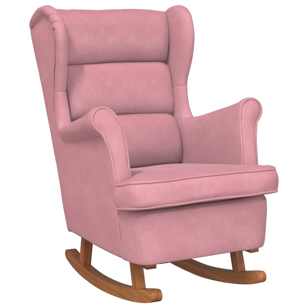 Sedia a dondolo con schienale alto in velluto rosso | homemem39