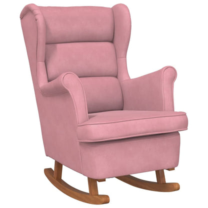 Sedia a dondolo con schienale alto in velluto rosso | homemem39