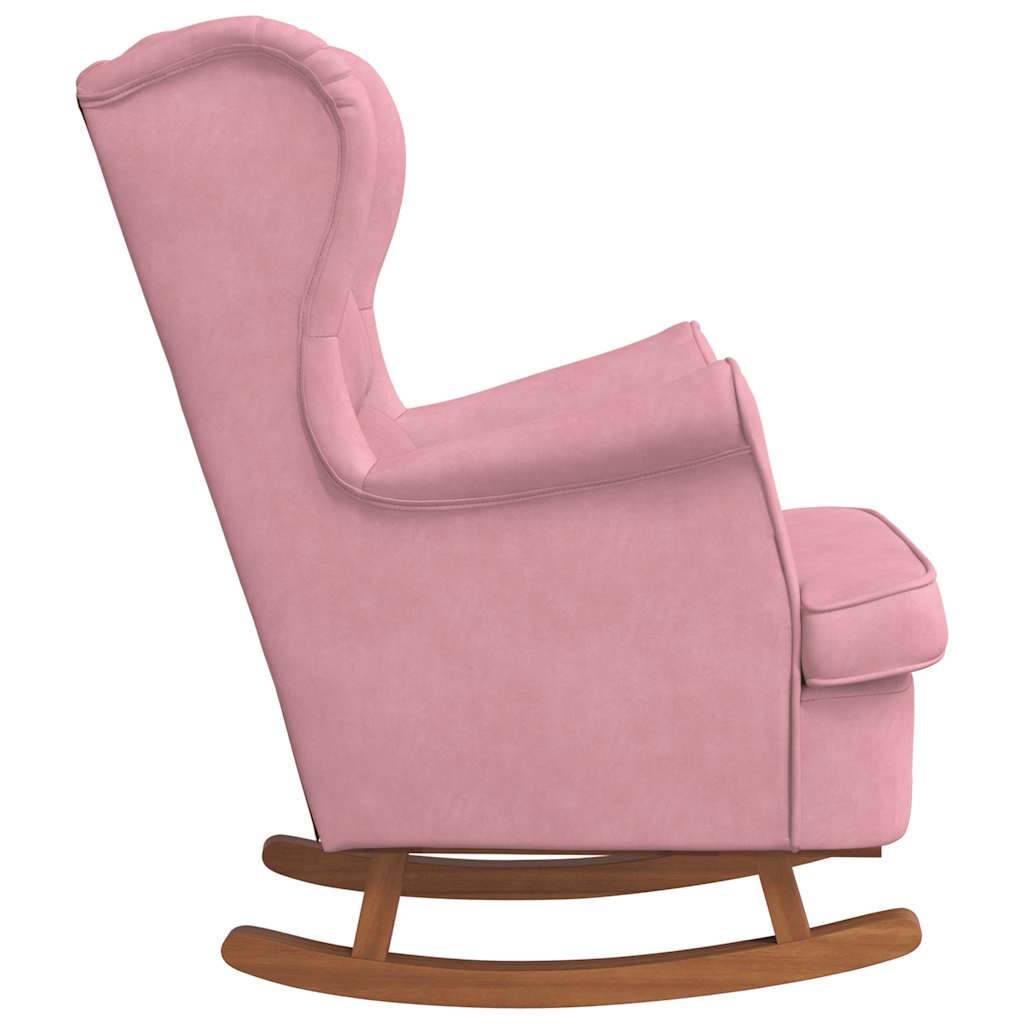 Sedia a dondolo con schienale alto in velluto rosso | homemem39