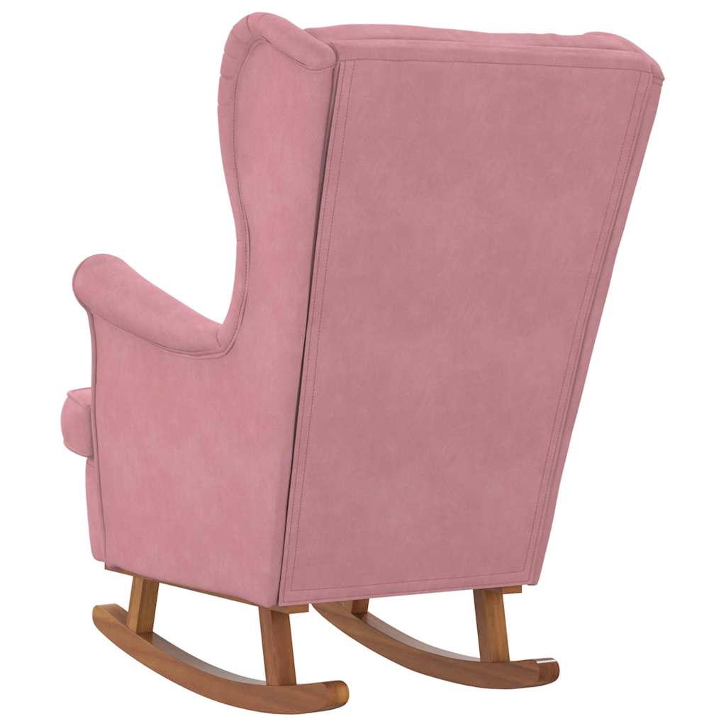 Sedia a dondolo con schienale alto in velluto rosso | homemem39