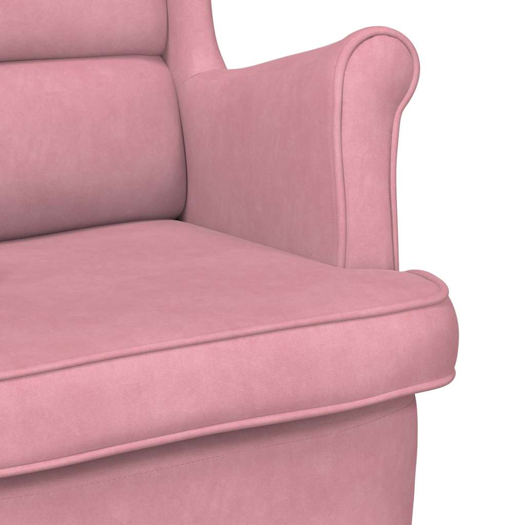 Sedia a dondolo con schienale alto in velluto rosso | homemem39