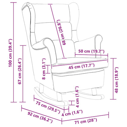Sedia a dondolo con schienale alto in velluto rosso