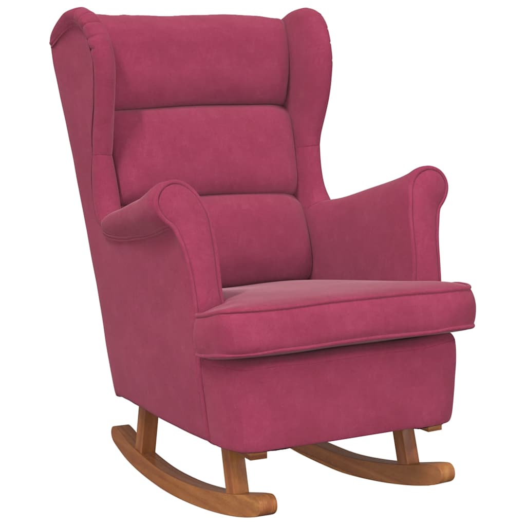 Sedia a dondolo con schienale alto in velluto rosso vino | homemem39