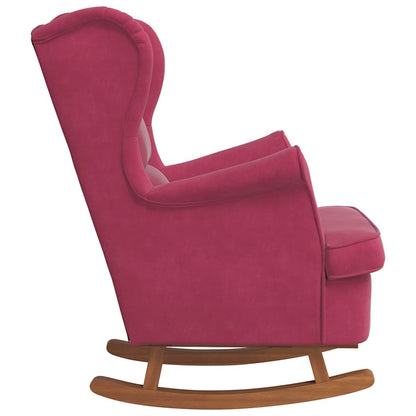 Sedia a dondolo con schienale alto in velluto rosso vino | homemem39