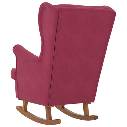 Sedia a dondolo con schienale alto in velluto rosso vino | homemem39